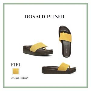 🆕 Donald Pliner FIFI Platform Slide Sandals Suede Upper 1 1/4" Wedge Heel NWOB